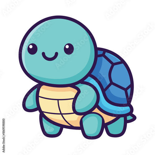 Adorable Cartoon Turtle Vector Illustration