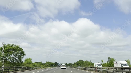 Car Mounted Camera Footage of British Road Travel and Traffic Footage of M6 Motorways Southbound Highways Travel Near Birmingham City of England United Kingdom on Evening of 18th, May 2025