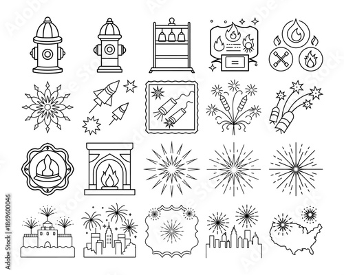 Weather Conditions and Natural Phenomena Icon Set Line Art for Meteorological Coloring Pages