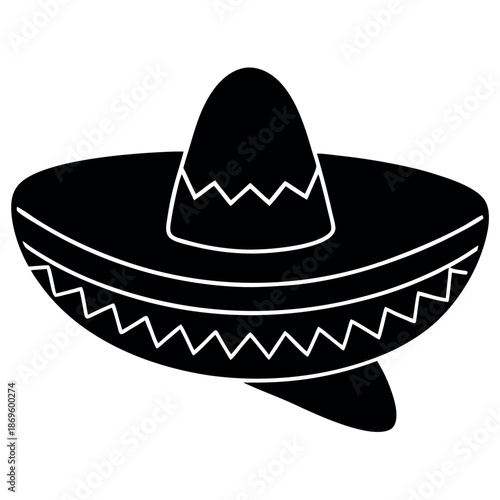 A single sombreros silhouette on white background  