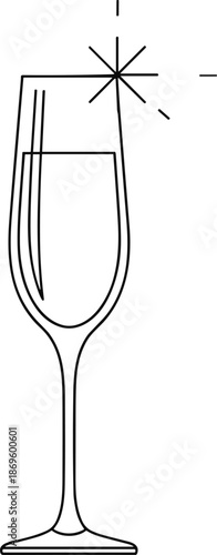 Elegant wine glass with sparkling effect