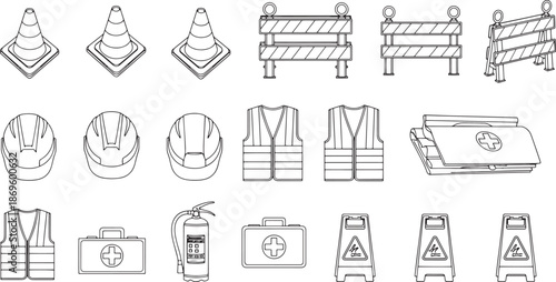 A detailed illustration of construction safety equipment, perfect for highlighting workplace safety. 