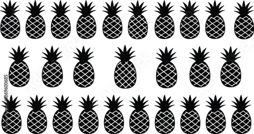 Seamless pineapple pattern illustration, tropical fruit background, repeating geometric design, modern minimal wallpaper, summer decor, vector style artwork