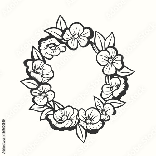 Moody Dark Floral Watercolor Wreath Vector for Edgy T-Shirt Graphics and Fashion