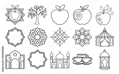 Garden Flower Icon Set for Coloring Page Line Art Design, Botanical Bloom Outlines for Springtime Crafts and Nature Themed Activity Books