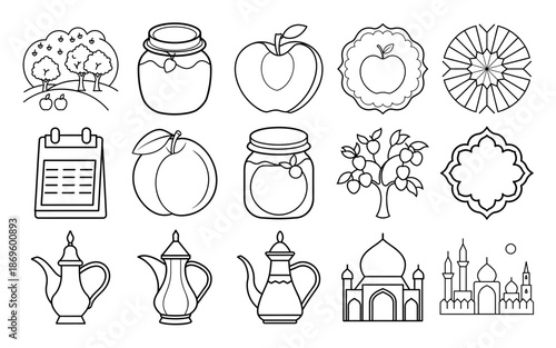 Music Instrument Icon Set for Coloring Page Line Art Design, Musical Symbol Outlines for Artistic Expression and Sound Education Worksheets