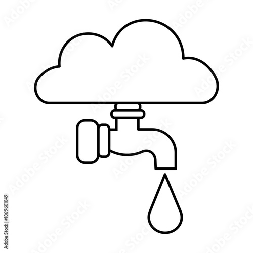 Save Water with Cloud and Eco Green vector icon