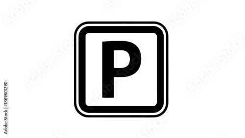 Parking Sign Square Icon Vector Illustration.