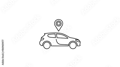 Car location pin icon vector line art.