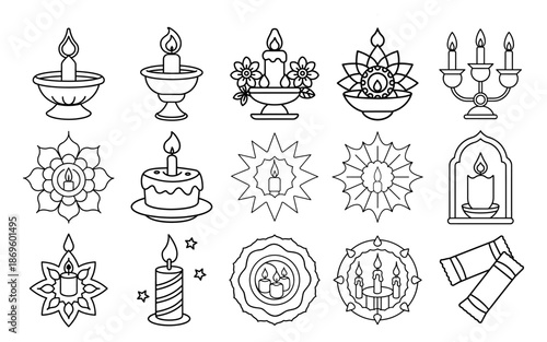 Music Instruments and Media Entertainment Icon Set for Coloring Page, Creative Line Art Vector Illustration for Audio and Film Projects