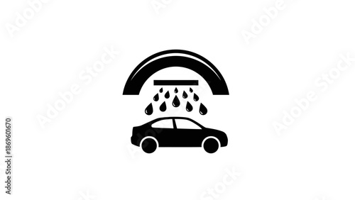 Automatic Car Wash Service Icon - Vehicle Maintenance Silhouette