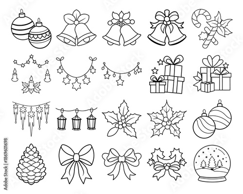 Modern Technology and Gadget Icon Set in Black and White Line Art Illustration for Tech Branding and Kids Coloring Activities