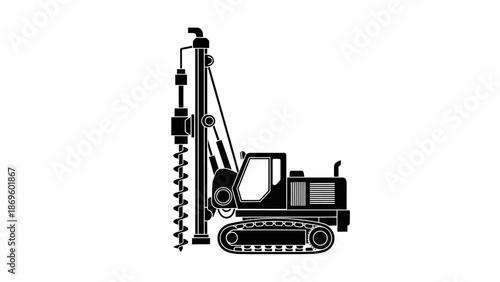 Heavy duty hydraulic rotary drilling rig machine icon.