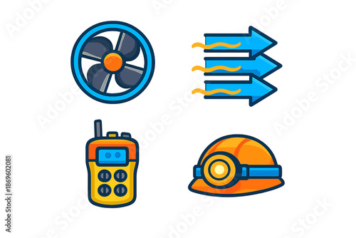 Set of four mining icons