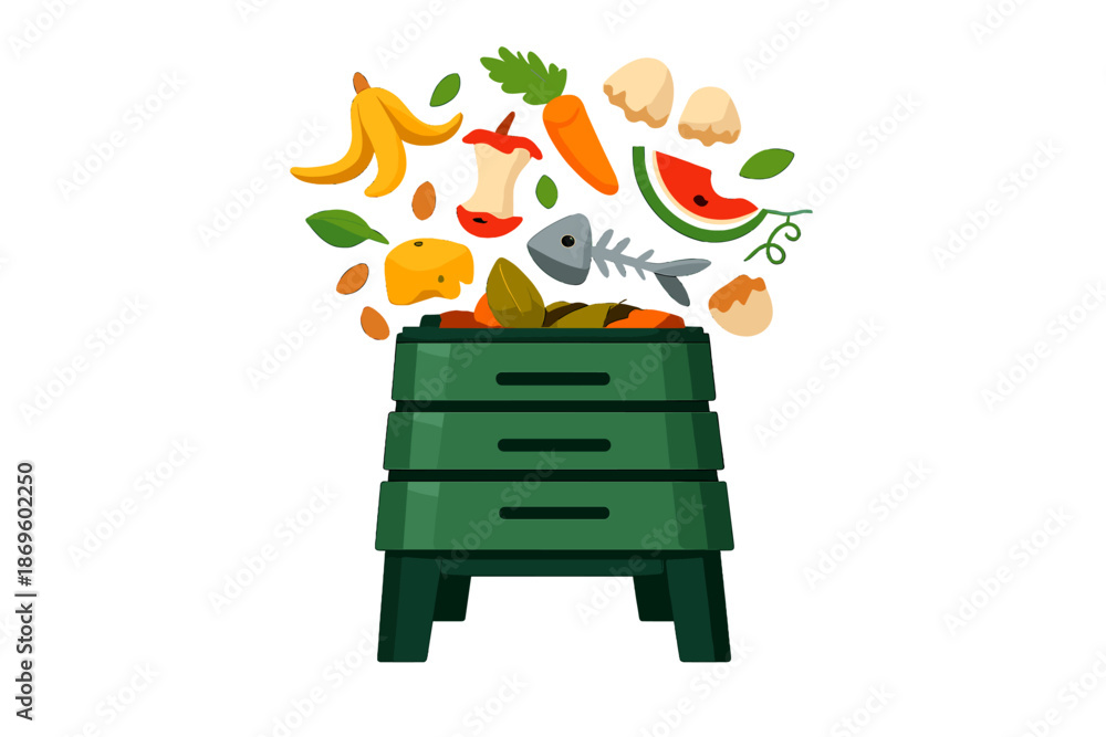 Fototapeta premium Compost Bin with Food Scraps
