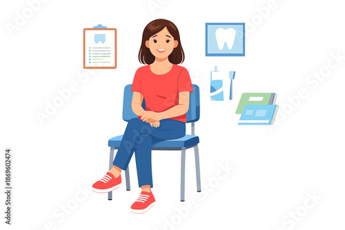 Woman waiting in a dentist's office