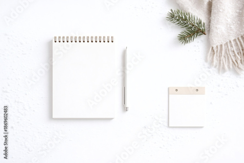 Minimal Winter Workspace Flat Lay