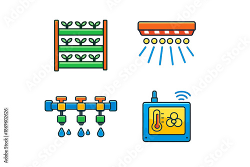 Smart farm icons set, modern agriculture technology