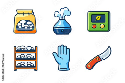 Mushroom Farming Icons Collection