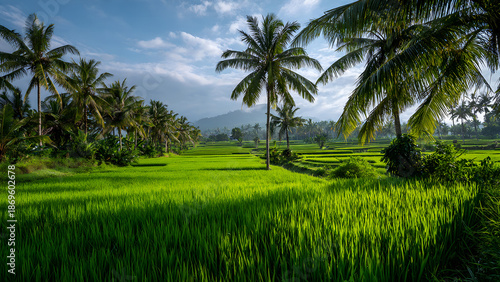 Wallpaper Mural Green Rice Field Landscape in Tropical Indonesia Torontodigital.ca