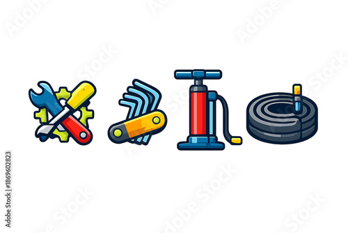 Set of cycling tools icons