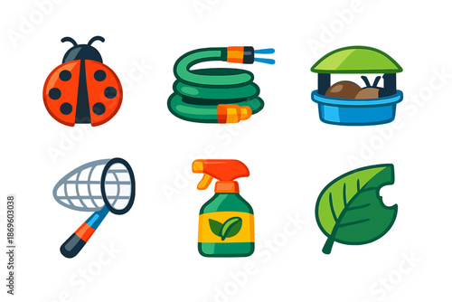 Garden pest control icons set