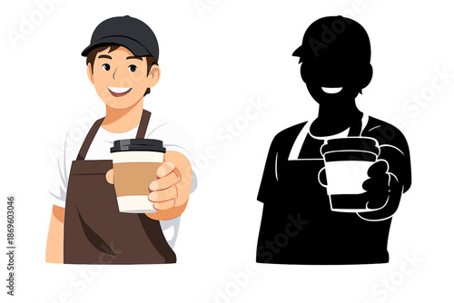 Friendly Barista Holding Coffee Cup