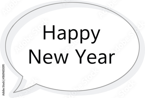 Happy New Year message in speech bubble