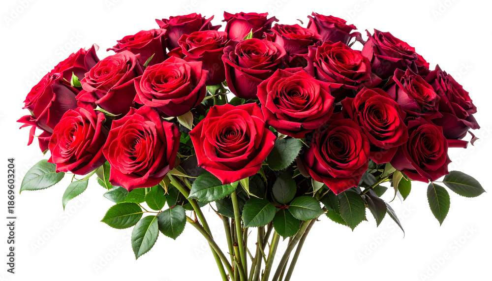 Obraz premium Realistic red rose flower collection isolated on transparent background for romance and valentine theme
