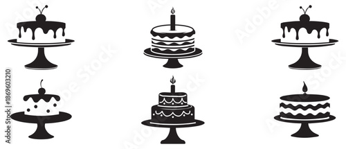 Cake set collection flora design vector art.