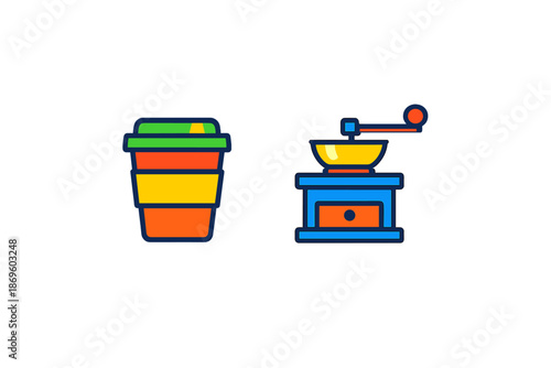Coffee cup and coffee grinder icons