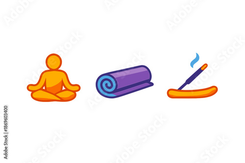 Yoga, meditation and incense elements