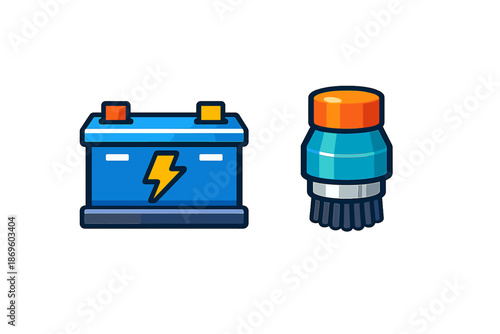 Car Battery and Electric Toothbrush Icon