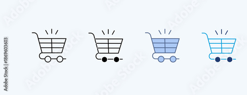 Shopping Cart  Multiple Icon Illustration Vector