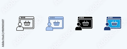 Shopping Online Multiple Icon Illustration Vector
