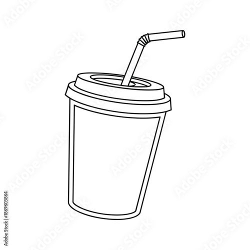 Vector illustration of a disposable cup with a straw