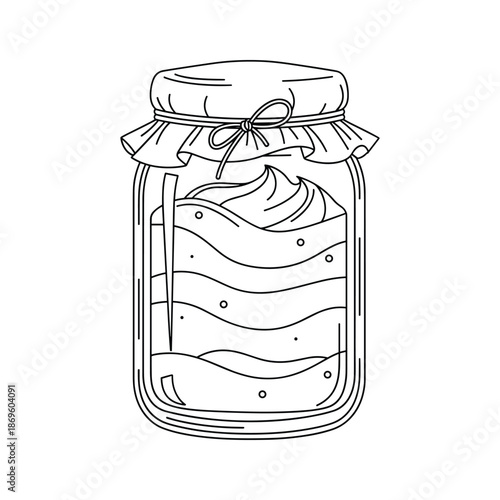 Vector illustration of a jar with whipped cream on a white background