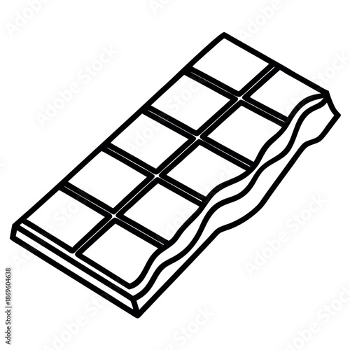 Chocolate bar coloring page style on white background. 
