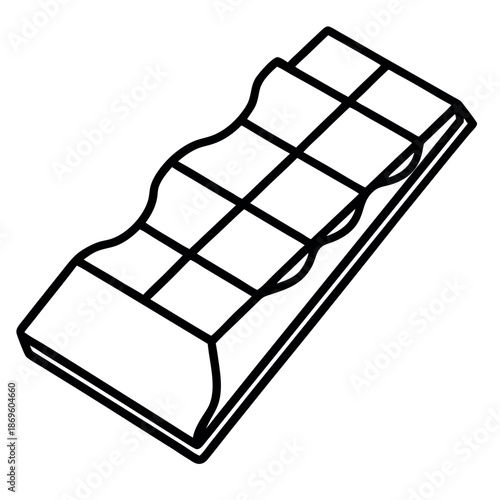 Chocolate bar coloring page style on white background. 