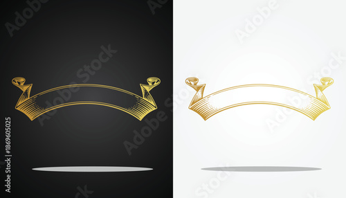 Beautiful and cool vector logo image of a golden ribbon shape for various design purposes and so on with a transparent, black and white background