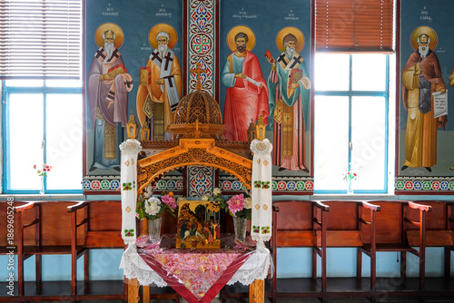 Fényképezés Interior view of the church at Saint Stephen's Monastery in Kidron valley in Jer