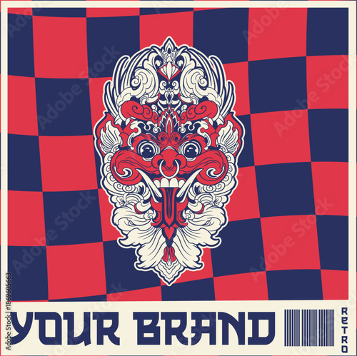 Illustration vector graphic of balinese barong,can be used as t-shirt