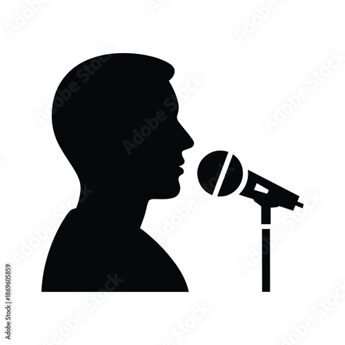 Person speaking into microphone Vector
