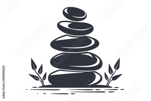 Serene Rock Stack Icon for Spiritual Balance and Luxury Health Resort Branding