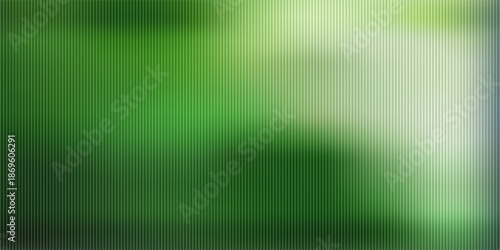 Dark green neon gradient ribbed glass. Vector ribbed glass texture background. Mesh gradient. acrylic ribbed bath surface. Reeded glass background semitransparent overlay. Bath wall window