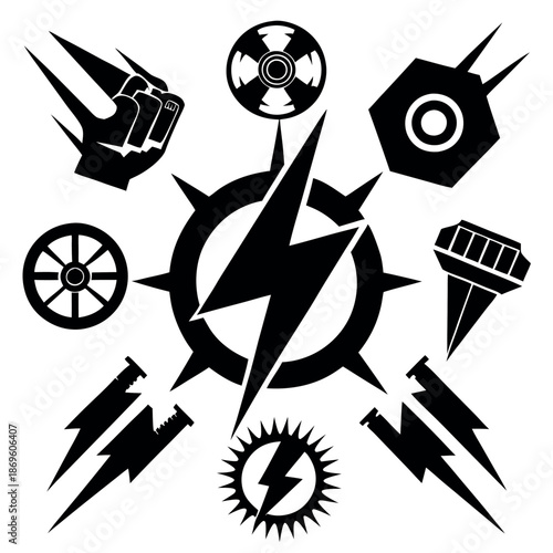 vector illustration of a set of different tools