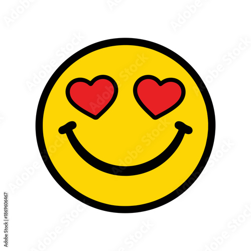 face with hearts sticker vector on a white background
Colored vector sticker on a white background
