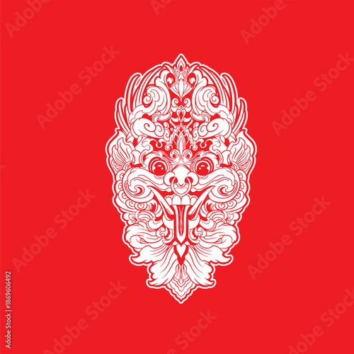 Illustration vector graphic of balinese barong,can be used as t-shirt