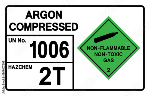 Argon Compressed UN 1006 Symbol Sign, Vector Illustration, Isolate On White Background, Label.EPS10