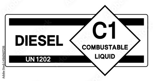 Diesel UN 1202 Symbol Sign, Vector Illustration, Isolate On White Background, Label.EPS10